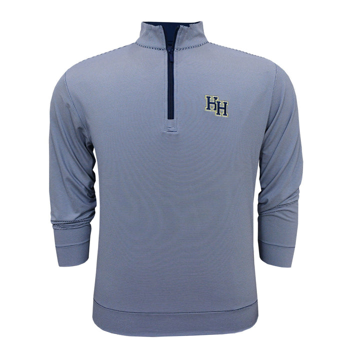 Horn Legend 1/4 Zip, navy white microstripe, stacked Hs embroidered