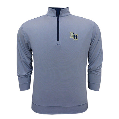 Horn Legend 1/4 Zip, navy white microstripe, stacked Hs embroidered