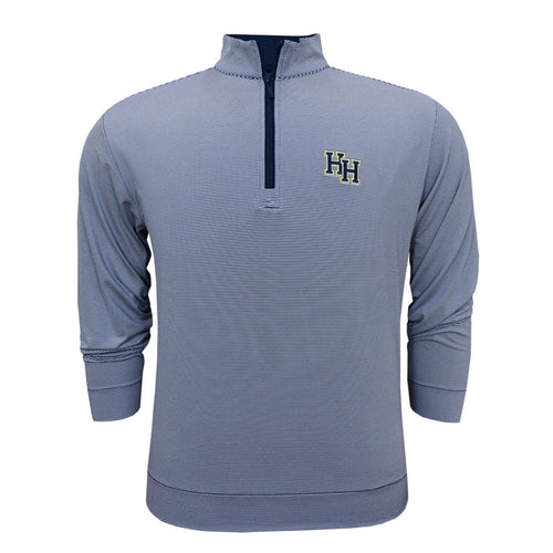 Horn Legend 1/4 Zip, navy white microstripe, stacked Hs embroidered