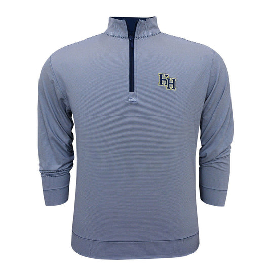 Horn Legend 1/4 Zip, navy white microstripe, stacked Hs embroidered