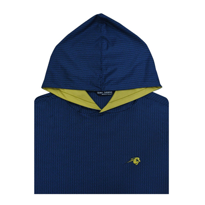 Horn Legend Hooded, mini football print navy, charger horse embroidered