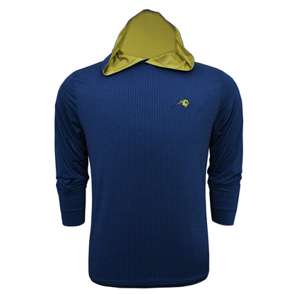Horn Legend Hooded, mini football print navy, charger horse embroidered