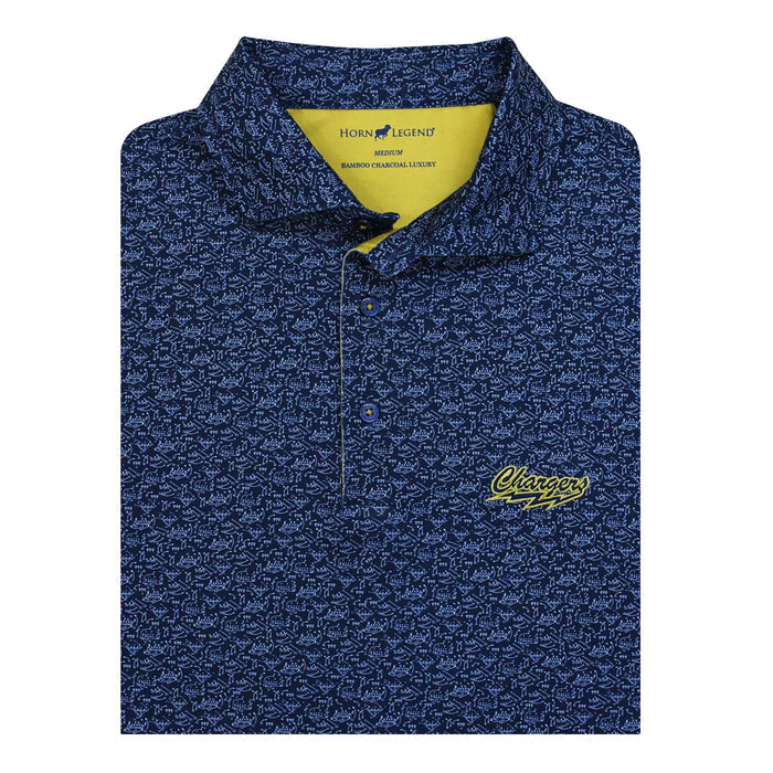 Horn Legend Playbook Polo, navy, Chargers lightning embroidered