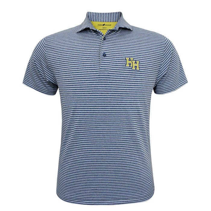 Horn Legend Polo, heather navy stripe, stacked Hs embroidered
