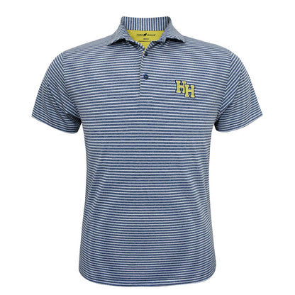 Horn Legend Polo, heather navy stripe, stacked Hs embroidered