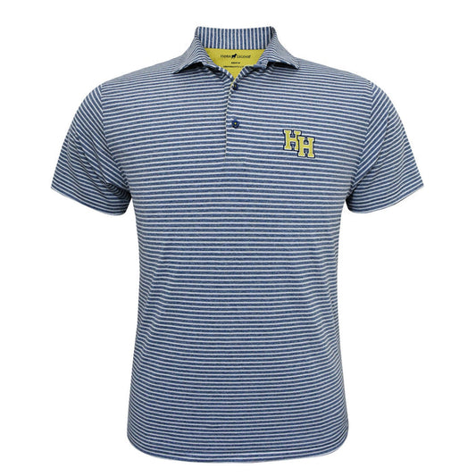 Horn Legend Polo, heather navy stripe, stacked Hs embroidered