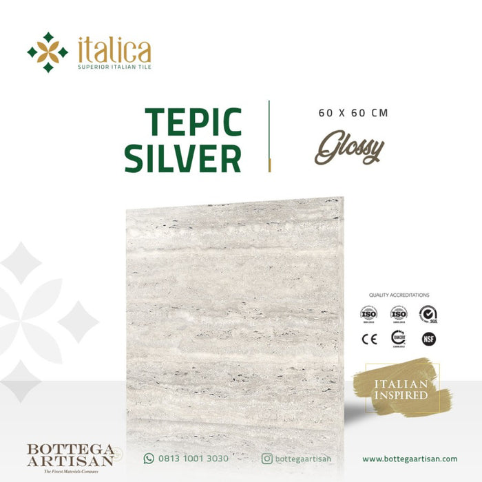 Italica Granite Tile Tepic Silver Glossy 60x60