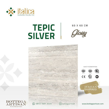 Italica Granite Tile Tepic Silver Glossy 60x60