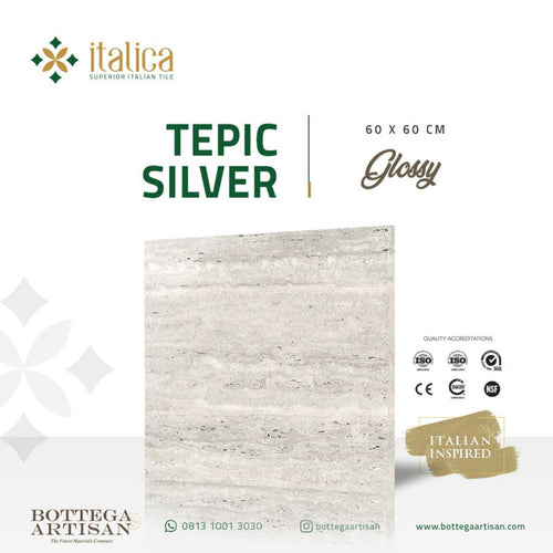 Italica Granite Tile Tepic Silver Glossy 60x60