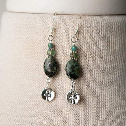 Jennifer’s Czech Glass Cross Earring and Necklace SetB