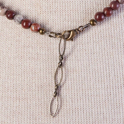 Jennifer’s Red Jasper Floral Cross Necklace and Earring Set