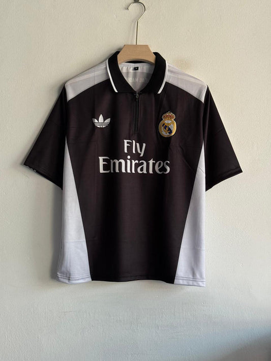 Kaká #8 Real Madrid Retro "Quarter-Zip" Concept Jersey – Black/White