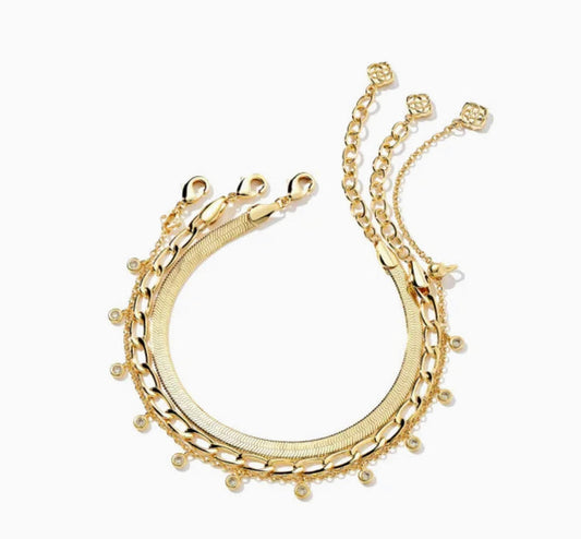 Kassie Set of 3 Chain Bracelet Gold Metal