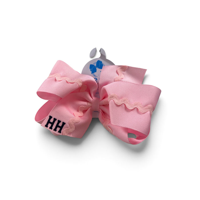 King RicRac Bow, pink, HH flocked letters