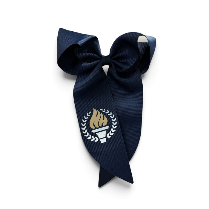 King Whimsy Tails Bow, navy, torch logo