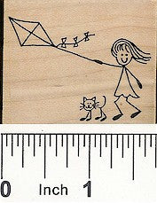 Kite Gal Rubber Stamp 2455E