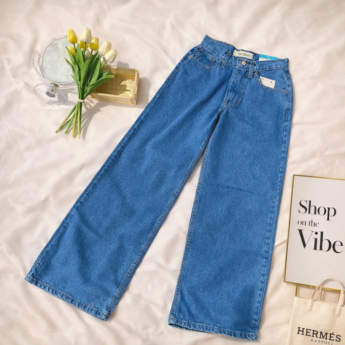 MID BLUE WIDE LEG JEANS
