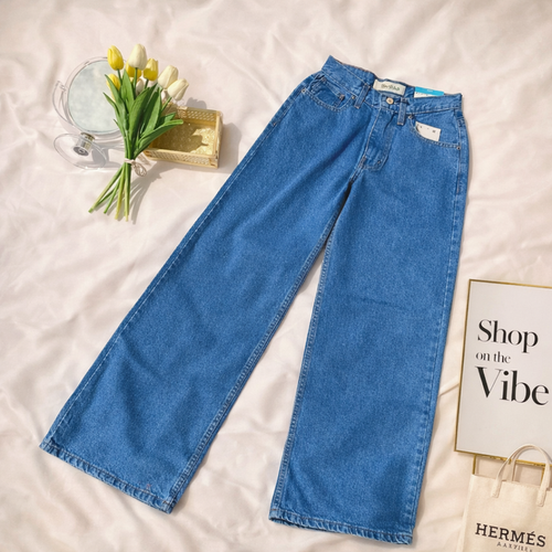 MID BLUE WIDE LEG JEANS