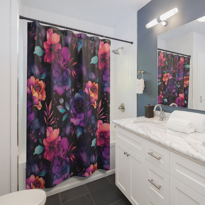 Midnight Bloom Shower Curtain