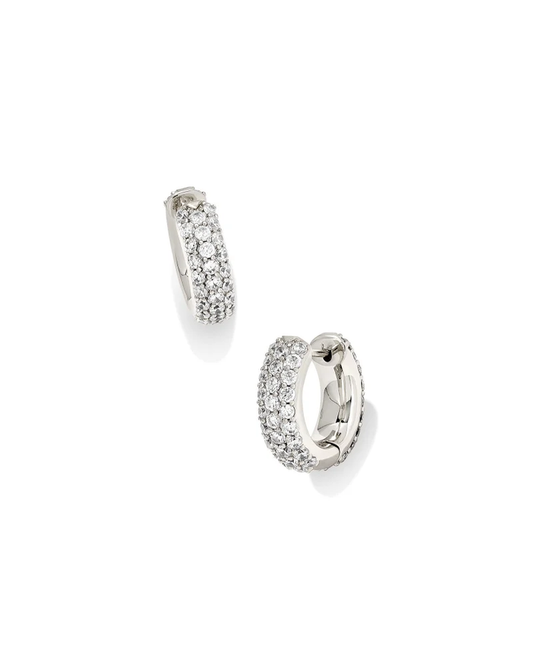 Mikki Pave Huggie Earring Rhodium Metal