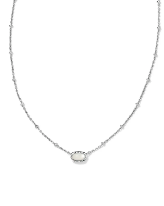 Mini Elisa Satellite Pendant Necklace Ivory MOP Silver