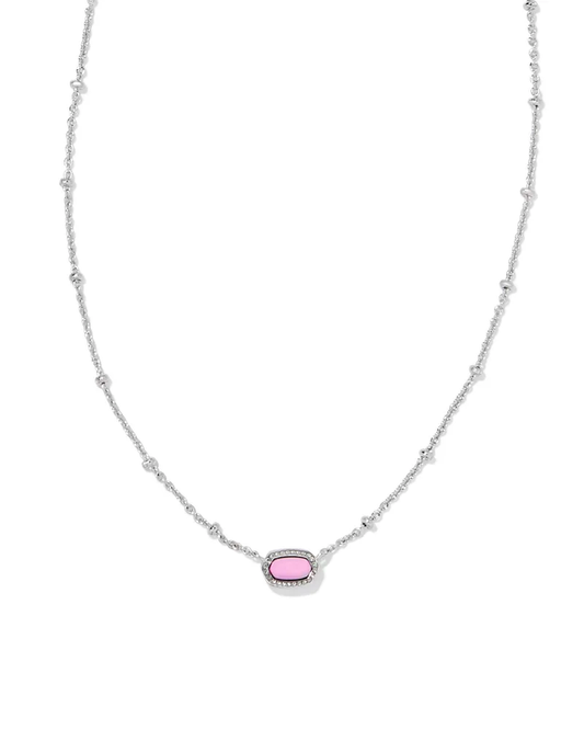 Mini Elisa Satellite Pendant Necklace Rhodium Fuchsia Magnesite