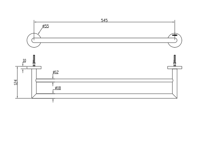 MOEN ACC1902 Double towel bar 55cm Polished stainless
