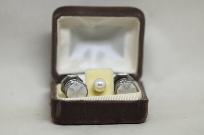 Mother of Pearl Cufflink and Tie Tack Set