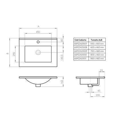 Mueble Vanitorio Completo Amélie 60x46 Ulmo