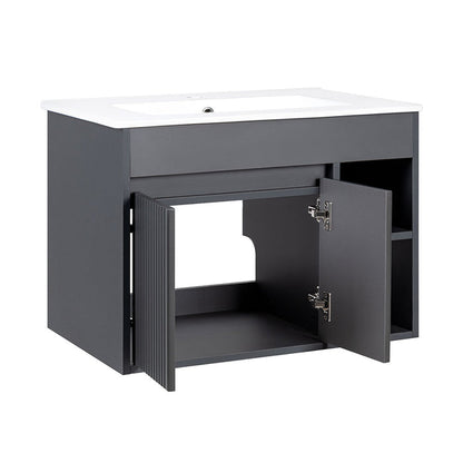 Mueble Vanitorio Lille Dark Grey Texturado + Cubierta 60x46x50 cm