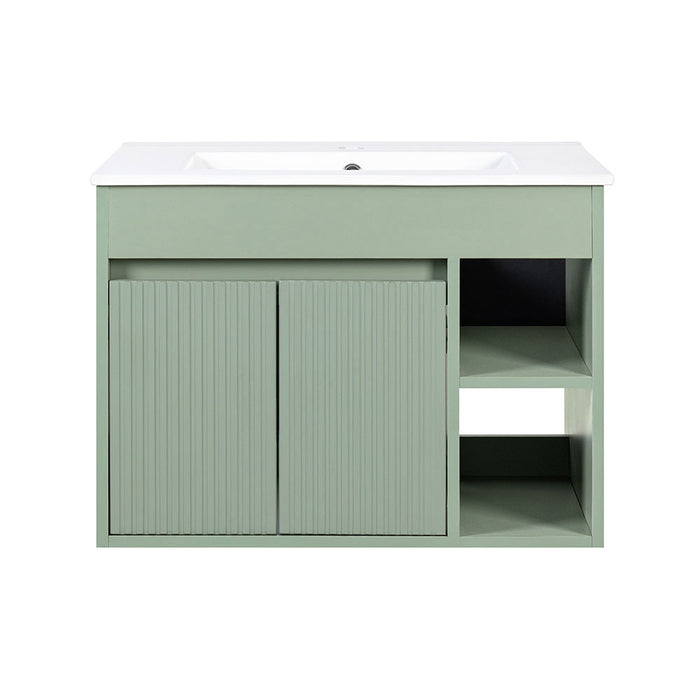 Mueble Vanitorio Lille Texturado Sage Green + Cubierta 60x46x50 cm