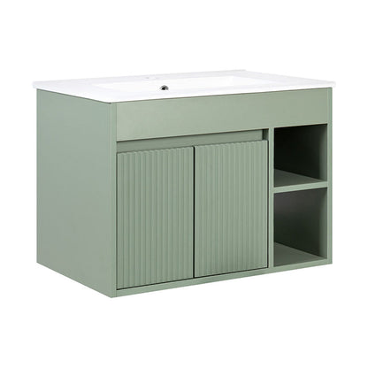 Mueble Vanitorio Lille Texturado Sage Green + Cubierta 60x46x50 cm