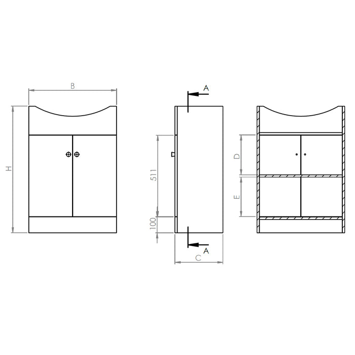 Mueble Vanitorio Marie Blanco + Cubierta 50x43x30 cm