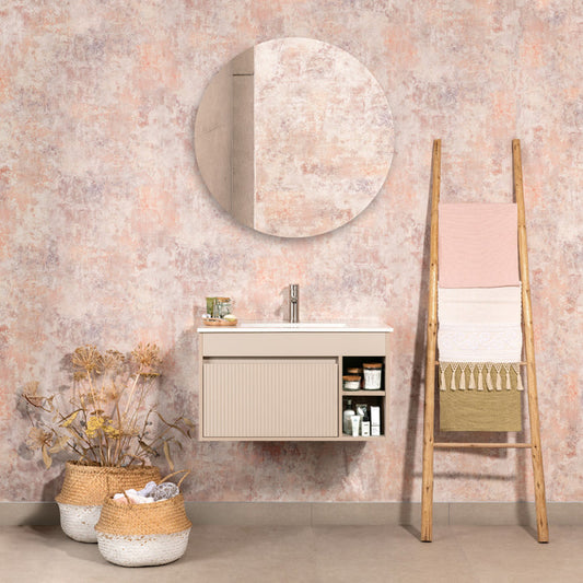 Mueble Vanitorio Marsella Greige Texturado + Cubierta 60x46x50 cm