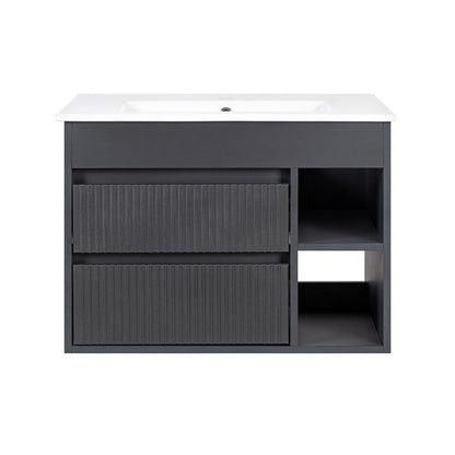 Mueble Vanitorio Paris Texturado Dark Grey + Cubierta 60x46x50 cm