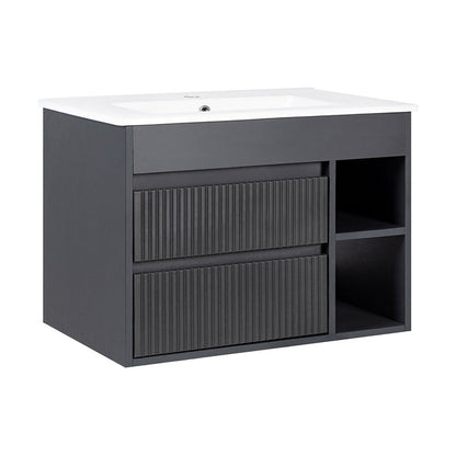 Mueble Vanitorio Paris Texturado Dark Grey + Cubierta 60x46x50 cm