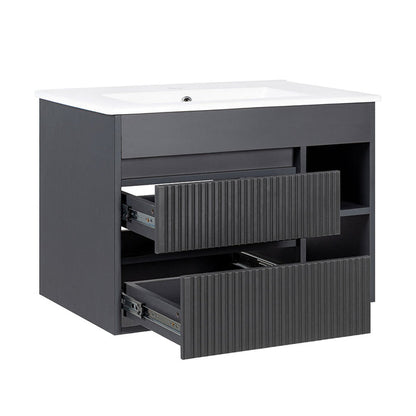 Mueble Vanitorio Paris Texturado Dark Grey + Cubierta 60x46x50 cm