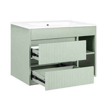 Mueble Vanitorio Texturado Paris Sage Green Texturado + Cubierta 60x46x50 cm