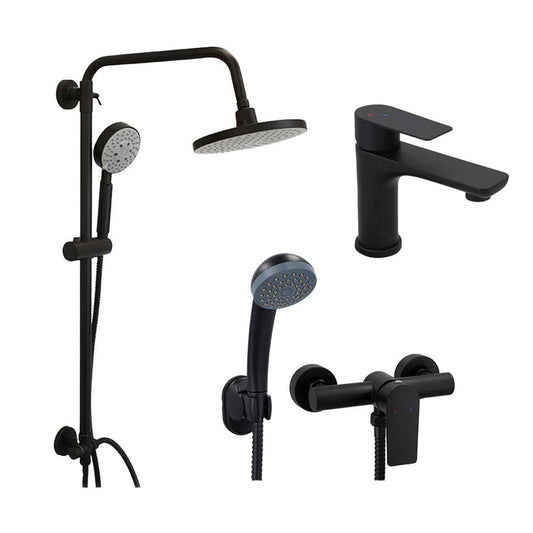 Pack Baño Gótico | Griferías + Columna Ducha Negro Mate