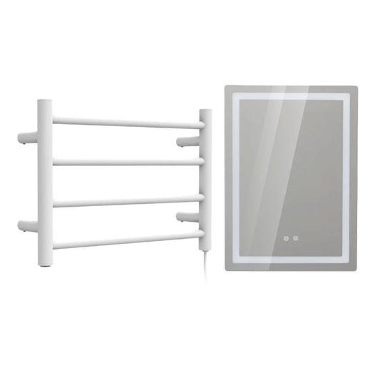 Pack Baño Oliva | Espejo + Secador de Toallas Blanco
