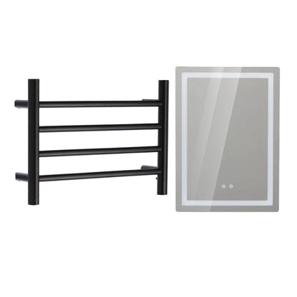 Pack Baño Oliva |  Espejo + Secador de Toallas Negro Mate