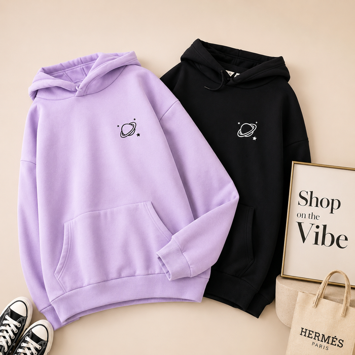 PACK OF 2 HOODIES ( LILAC AND BLACK )