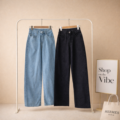 PACK OF 2 WIDE LEG JEANS SKY BLUE AND BLACK