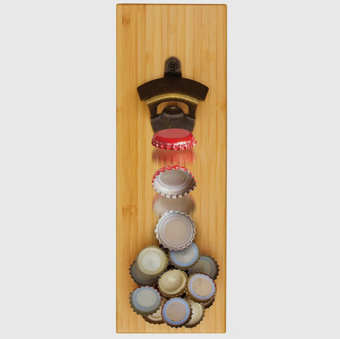Personalized Wall Mounted Bottle Opener with Magnetic Bottle Cap Catcher