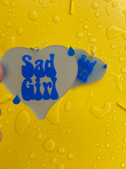 Sad Girl Acrylic Earrings