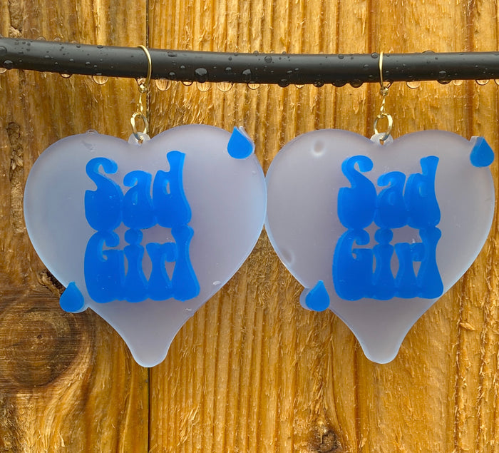 Sad Girl Acrylic Earrings