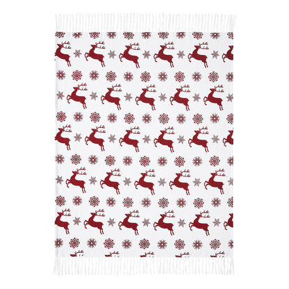 Scandia Snowflake Red White Woven Throw 50x60