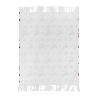 Scandia Snowflake Red White Woven Throw 50x60