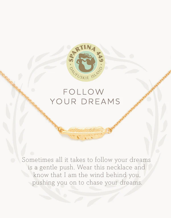 Sea La Vie Necklace 18" Follow Your Dreams/Feather Gold