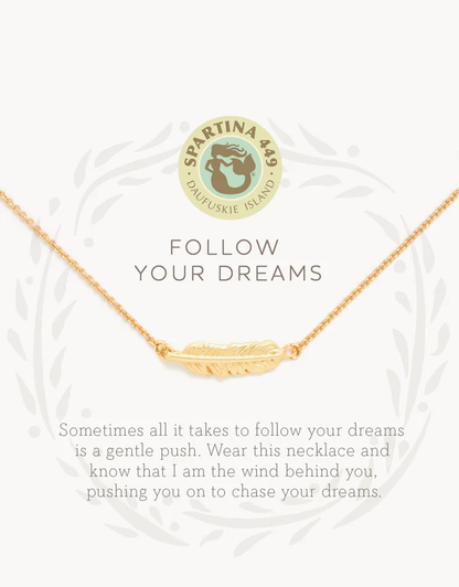 Sea La Vie Necklace 18" Follow Your Dreams/Feather Gold